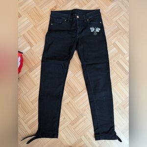 Black Embroidered Women's Jeans